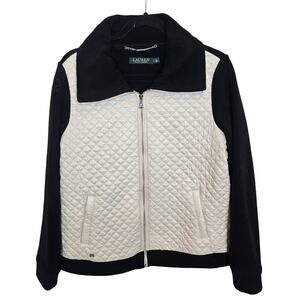 Lauren Ralph Lauren Womens Quilted Jacket Fleece Lined Full Zip Preppy S Classic